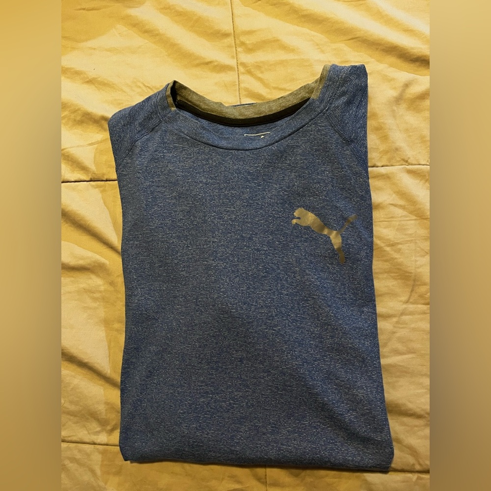 Puma Men's Heathered Blue Long Sleeve Tee